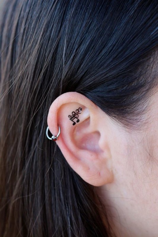 Music Note Tattoo In Ear для любителей музыки